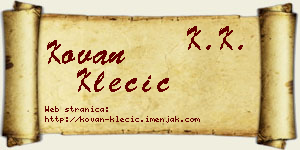 Kovan Klecić vizit kartica